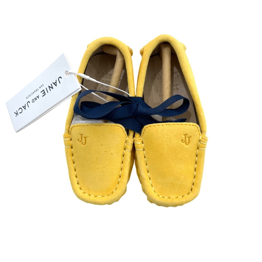 Janie & Jack toddler little boys Suede driving Shoe 5 yellow slip on preppy NWT